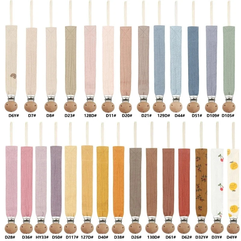 Cotton Baby Pacifier Clip Chain – Beech Wood & Metal