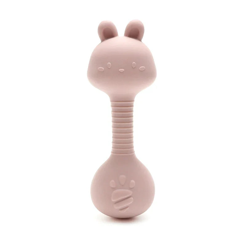 Baby Bunny Silicone Rattle Teether – Dumbbell Shape