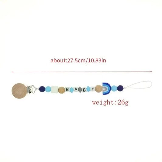 Beech & Silicone Baby Pacifier Chain Clip