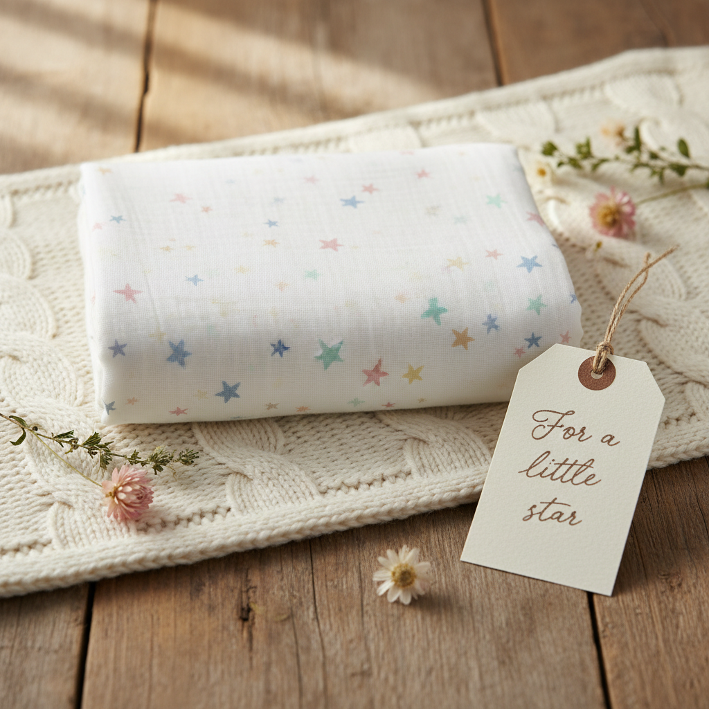Soft Muslin Baby Swaddle Blanket — Breathable Star Print Wrap for Newborns