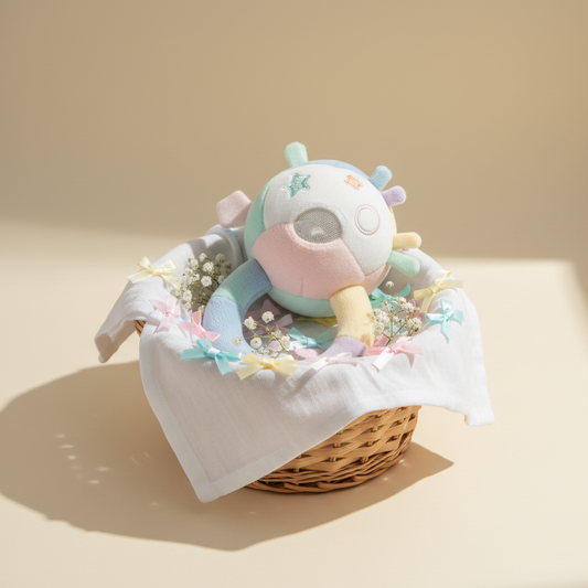Rainbow Pastel Soft Baby Rattle — Sensory Ring Toy for Newborns & Infants
